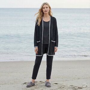 Eileen Fisher 100% Extra Fine Merino Wool Open Front Cardigan